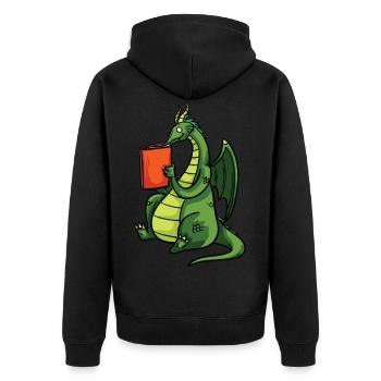 Drache Bücher Buch Lesen Bücherwurm Geschenk - Unisex Premium Bio Zip Hoodie - Schwarz - Hinten - Nico (187cm)