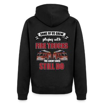 Fire brigade - Unisex Premium Organic Zip Hoodie - black - Back - Nico (187cm)
