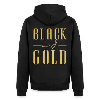 Black And Gold No. 2 - Unisex Premium Organic Zip Hoodie - black - Back - Nico (187cm)