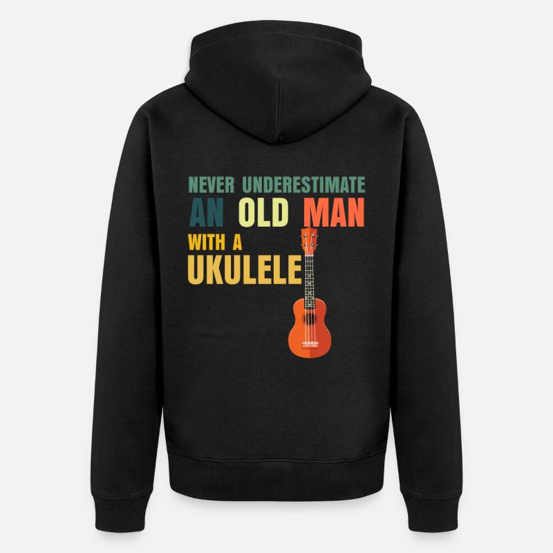 Ukulélé Papa Papy - Veste à capuche bio Premium Unisexe - noir