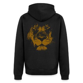 Löwe - Unisex Premium Bio Zip Hoodie - Schwarz - Hinten - Nico (187cm)