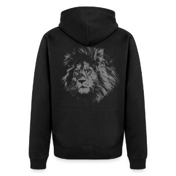 Löwe - Unisex Premium Bio Zip Hoodie - Schwarz - Hinten - Nico (187cm)