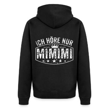 Ich höre nur Mimimi - Unisex Premium Bio Zip Hoodie - Schwarz - Hinten - Nico (187cm)