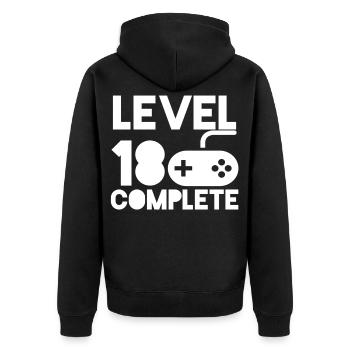 Gamer - Unisex Premium Bio Zip Hoodie - Schwarz - Hinten - Nico (187cm)