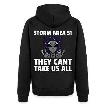 Alien Ufo Extraterrestrial Space All Lustig Area 51 - Unisex Premium Organic Zip Hoodie - black - Back - Nico (187cm)