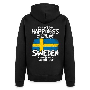 Schweden Elch Glück - Unisex Premium Bio Zip Hoodie - Schwarz - Hinten - Nico (187cm)