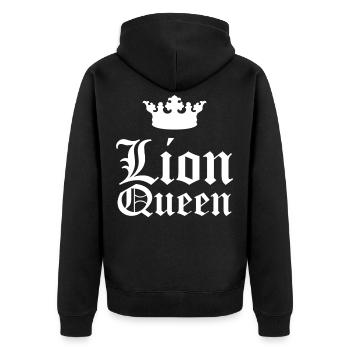 lioness - Unisex Premium Organic Zip Hoodie - black - Back - Nico (187cm)