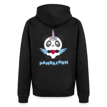Panda Licorne Pandacorn! Fleurs d'ailes douces - Veste à capuche bio Premium Unisexe - noir - Dos - Nico (187cm)