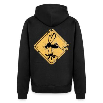 Moskito Mücke Straßenschild Gefahr Geschenkidee - Unisex Premium Bio Zip Hoodie - Schwarz - Hinten - Nico (187cm)