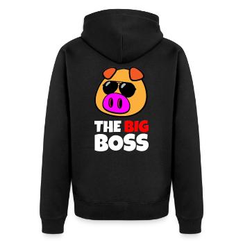 Schwein Boss Chef Vorgesetzter Geschenkidee - Unisex Premium Bio Zip Hoodie - Schwarz - Hinten - Nico (187cm)