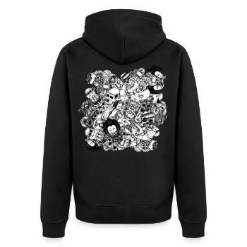 Männer und Mutanten bw - Unisex Premium Bio Zip Hoodie - Schwarz - Hinten - Nico (187cm)