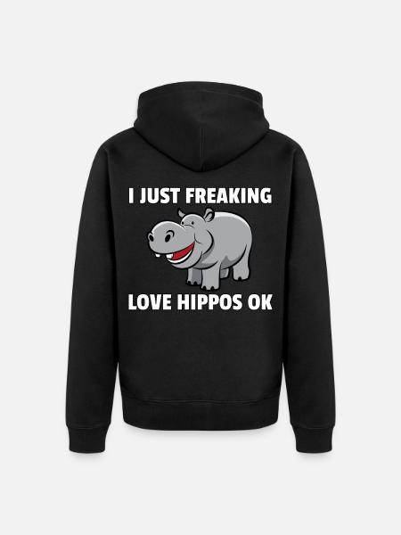 Hippo Hippopotamus Hippo Safari Grappig Zoet - Uniseks Premium bio ziphoodie - zwart