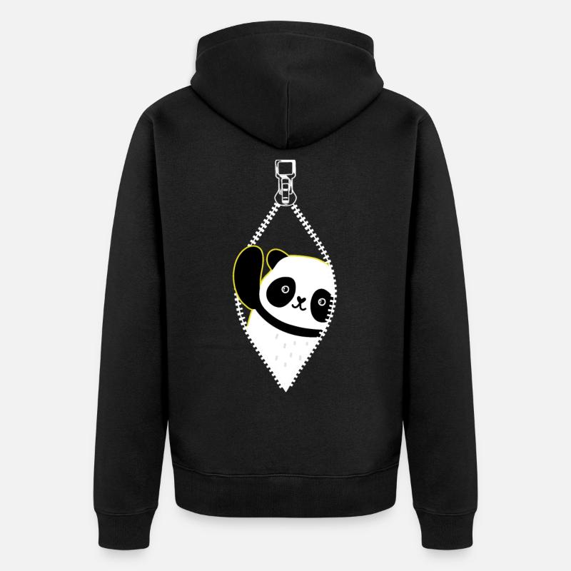 Panda de la fermeture éclair - Veste à capuche bio Premium Unisexe - noir