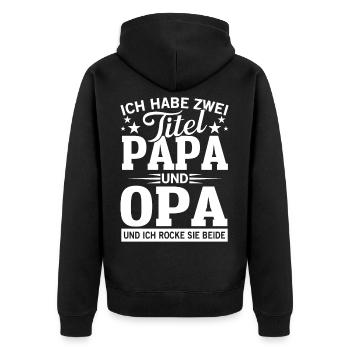 J’ai deux titres grand-père et papa - Veste à capuche bio Premium Unisexe - noir - Dos - Nico (187cm)