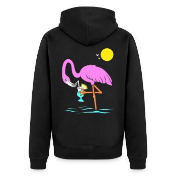 Flamingo Graphic Flamingo amateur de cocktails - Veste à capuche bio Premium Unisexe - noir - Dos - Nico (187cm)