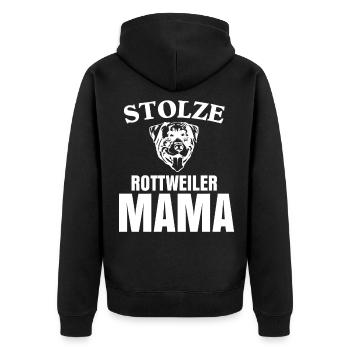 Rottweiler Mama - Unisex Premium Bio Zip Hoodie - Schwarz - Hinten - Nico (187cm)