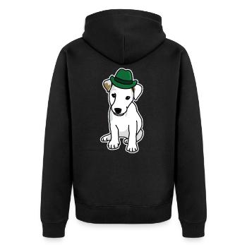 Jack Russell with hat, dog, cartoon, funny, cute - Unisex Premium Organic Zip Hoodie - black - Back - Nico (187cm)