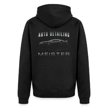 Auto Detailing Meister - Unisex Premium Bio Zip Hoodie - Schwarz - Hinten - Nico (187cm)