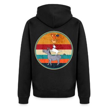 Bremer Stadtmusikanten, Geschenk aus Bremen - Unisex Premium Bio Zip Hoodie - Schwarz - Hinten - Nico (187cm)