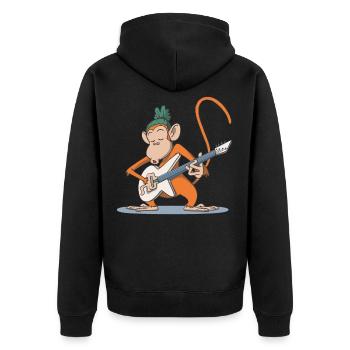 Monkey plays guitar gift - Unisex Premium Organic Zip Hoodie - black - Back - Nico (187cm)