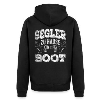 Segeln Sport - Unisex Premium Bio Zip Hoodie - Schwarz - Hinten - Nico (187cm)