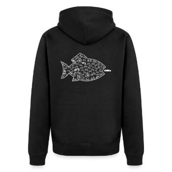 Fishbike Bycicle Car Lover Gift Nature Funny Idea - Unisex Premium Organic Zip Hoodie - black - Back - Nico (187cm)
