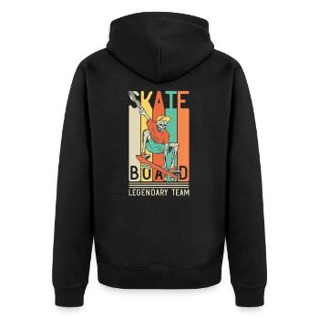 Skateboard - Legendary Team - Unisex Premium Bio Zip Hoodie - Schwarz - Hinten - Nico (187cm)
