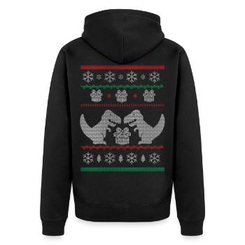 Noël moche dinosaures de Noël dinosaures - Veste à capuche bio Premium Unisexe - noir - Dos - Nico (187cm)
