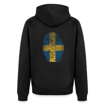 Schweden - Unisex Premium Bio Zip Hoodie - Schwarz - Hinten - Nico (187cm)