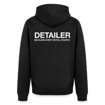Detailer - Car Detailing - Unisex Premium Organic Zip Hoodie - black - Back - Nico (187cm)