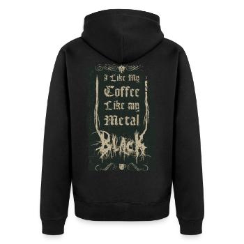 Comme mon café comme mon métal - Noir - Veste à capuche bio Premium Unisexe - noir - Dos - Nico (187cm)
