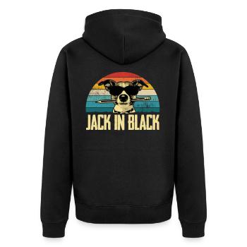 Jack Russel - Jack in Black - Unisex Premium Bio Zip Hoodie - Schwarz - Hinten - Nico (187cm)