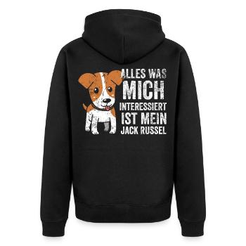 Jack Russel Jagdhund Geschenk - Unisex Premium Bio Zip Hoodie - Schwarz - Hinten - Nico (187cm)