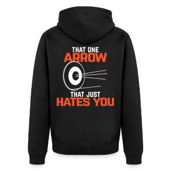 arc - Unisex Premium Organic Zip Hoodie - black - Back - Nico (187cm)