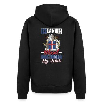Island - Unisex Premium Bio Zip Hoodie - Schwarz - Hinten - Nico (187cm)