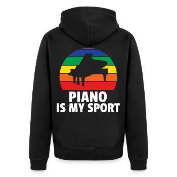 Klavier Piano Pianist Musiker Musik Flügel Spieler - Unisex Premium Bio Zip Hoodie - Schwarz - Hinten - Nico (187cm)