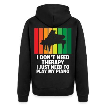 Klavier Piano Pianist Musiker Musik Flügel Spieler - Unisex Premium Bio Zip Hoodie - Schwarz - Hinten - Nico (187cm)