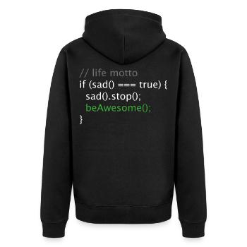Informatik Nerd Geek Programmierer lebensmotto - Unisex Premium Bio Zip Hoodie - Schwarz - Hinten - Nico (187cm)