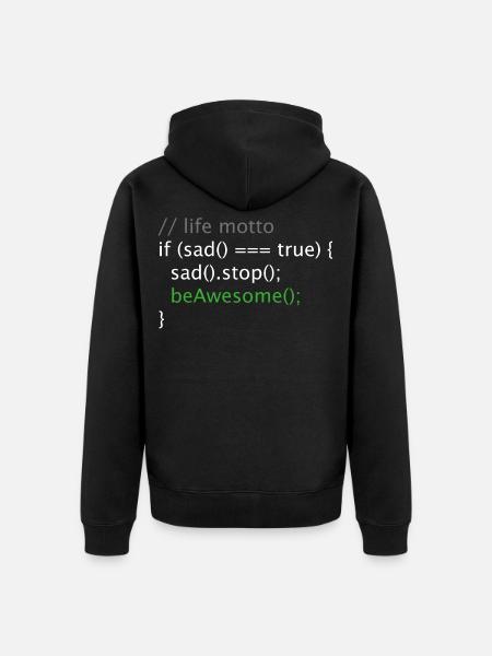 Informatik Nerd Geek Programmierer lebensmotto - Premium økologisk unisex-hættejakke - sort