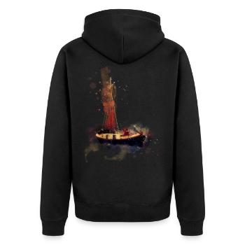Rugby Football Mannschaft Team Fan Geschenkidee - Unisex Premium Bio Zip Hoodie - Schwarz - Hinten - Nico (187cm)