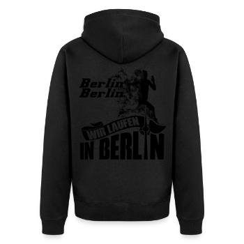 Berlin Marathon runner shirt gift run schwa - Unisex Premium Organic Zip Hoodie - black - Back - Nico (187cm)