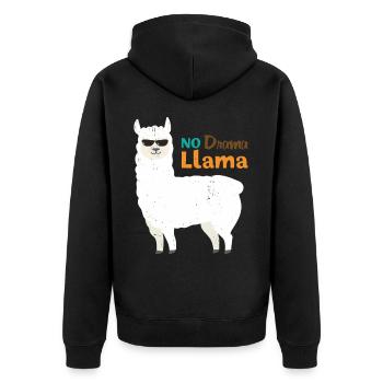 Llama alpaca animal gift - Unisex Premium Organic Zip Hoodie - black - Back - Nico (187cm)