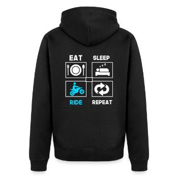 Eat Sleep Ride Repeat motorcycle - Unisex Premium Organic Zip Hoodie - black - Back - Nico (187cm)