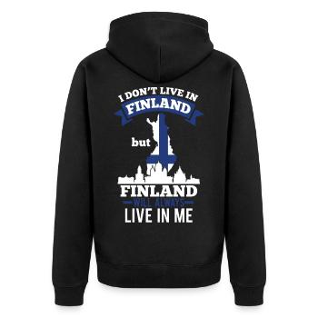 Finnland Urlaub - Unisex Premium Bio Zip Hoodie - Schwarz - Hinten - Nico (187cm)
