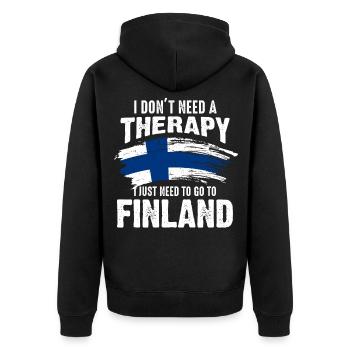 Finnland Ferien - Unisex Premium Bio Zip Hoodie - Schwarz - Hinten - Nico (187cm)