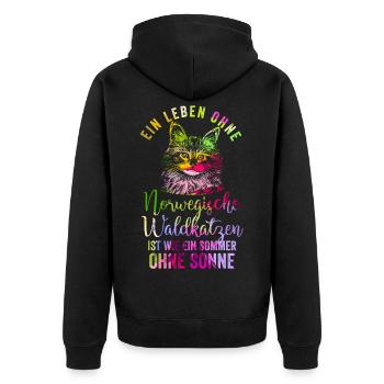 Norwegische Waldkatze Haustier - Unisex Premium Bio Zip Hoodie - Schwarz - Hinten - Nico (187cm)