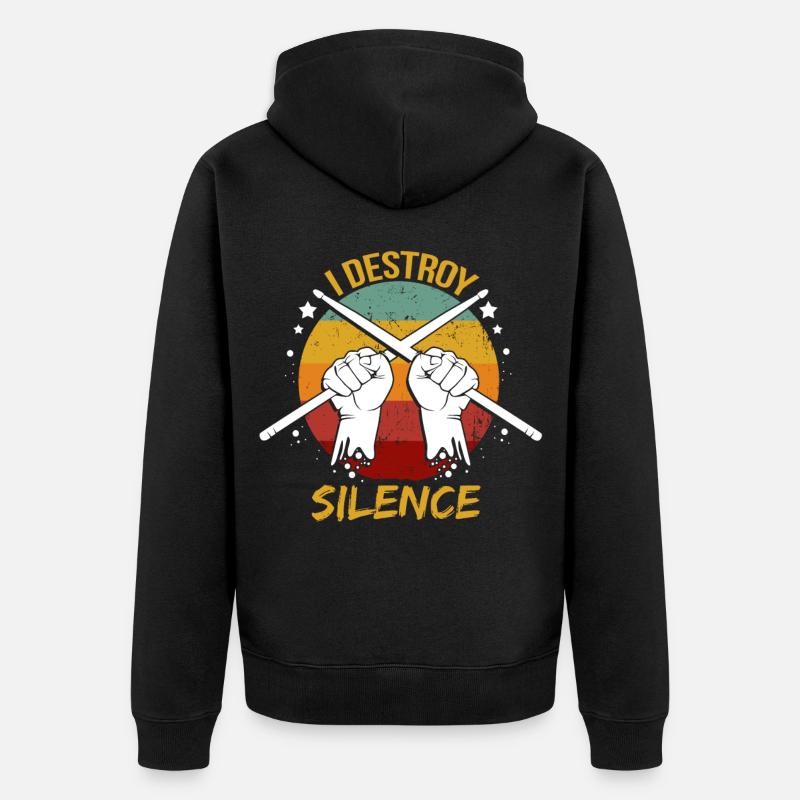 Batteur Drummer I Destroy Silence - Veste à capuche bio Premium Unisexe - noir