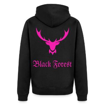 Black Forest Deer Pink - Unisex Premium Organic Zip Hoodie - black - Back - Nico (187cm)