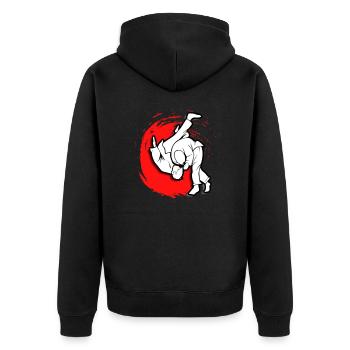 Judo Judoka Judokampf Judokämpfer Judotraining - Unisex Premium Bio Zip Hoodie - Schwarz - Hinten - Nico (187cm)