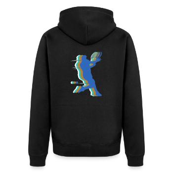 Tennis - Unisex Premium Organic Zip Hoodie - black - Back - Nico (187cm)